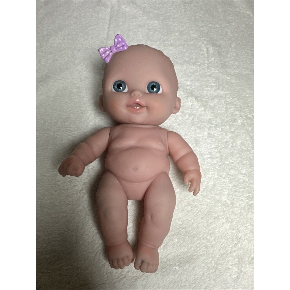 Berenguer 8 Inch Baby Doll Blue Eyes Brown Hair Lil Cutie Purple Bow